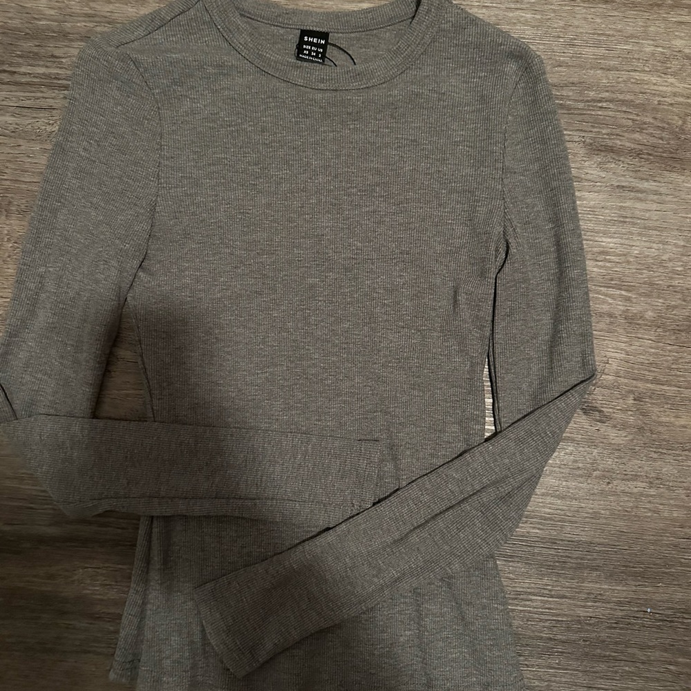 shein grey ribbed long sleeve